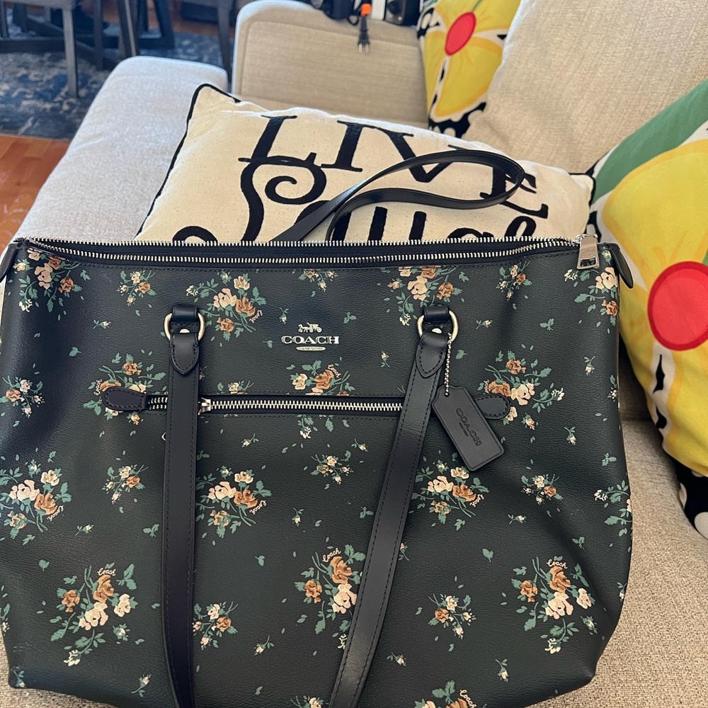 Coach Black Floral Tote Bag
